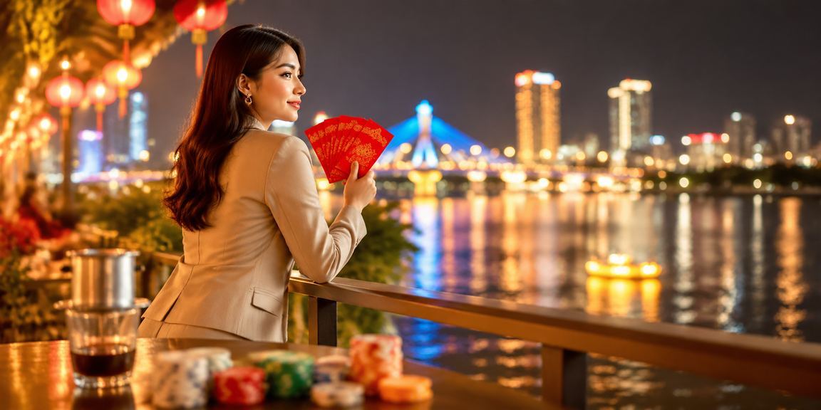Người dùng Đà Nẵng uống cà phê và kiểm tra ứng dụng cá cược trực tuyến trên điện thoại